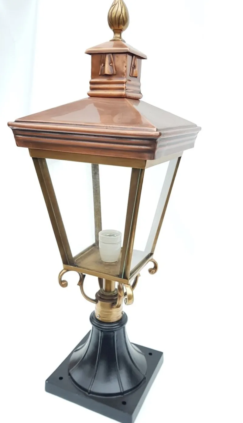 Outlet Pamono Antique Victorian Classic Copper Pillar Lamp Lantern on Base Outdoor Lamp