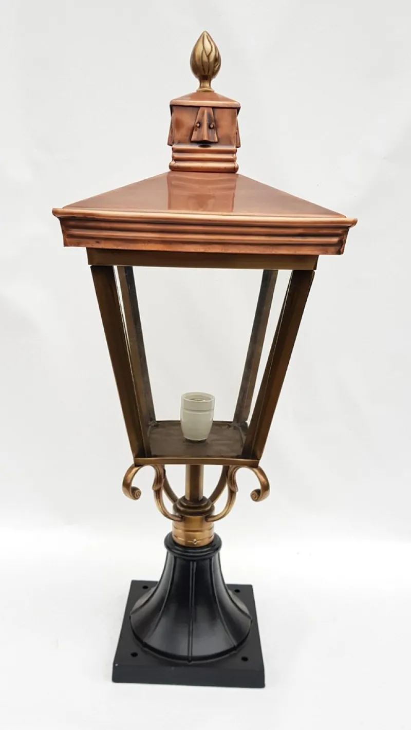 Online Pamono Antique Victorian Classic Copper Pillar Lamp Lantern on Base Outdoor Lamp