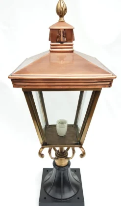 Online Pamono Antique Victorian Classic Copper Pillar Lamp Lantern on Base Outdoor Lamp