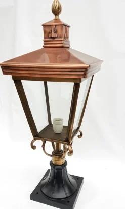 Online Pamono Antique Victorian Classic Copper Pillar Lamp Lantern on Base Outdoor Lamp
