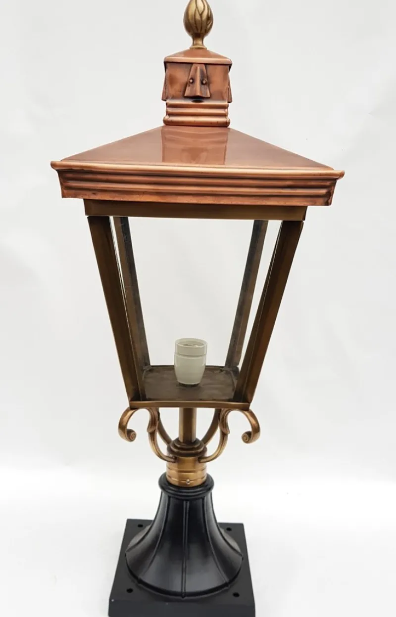 Online Pamono Antique Victorian Classic Copper Pillar Lamp Lantern on Base Outdoor Lamp