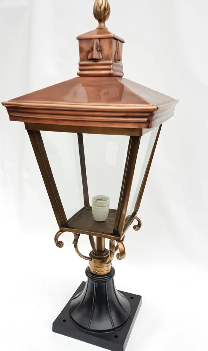 Online Pamono Antique Victorian Classic Copper Pillar Lamp Lantern on Base Outdoor Lamp