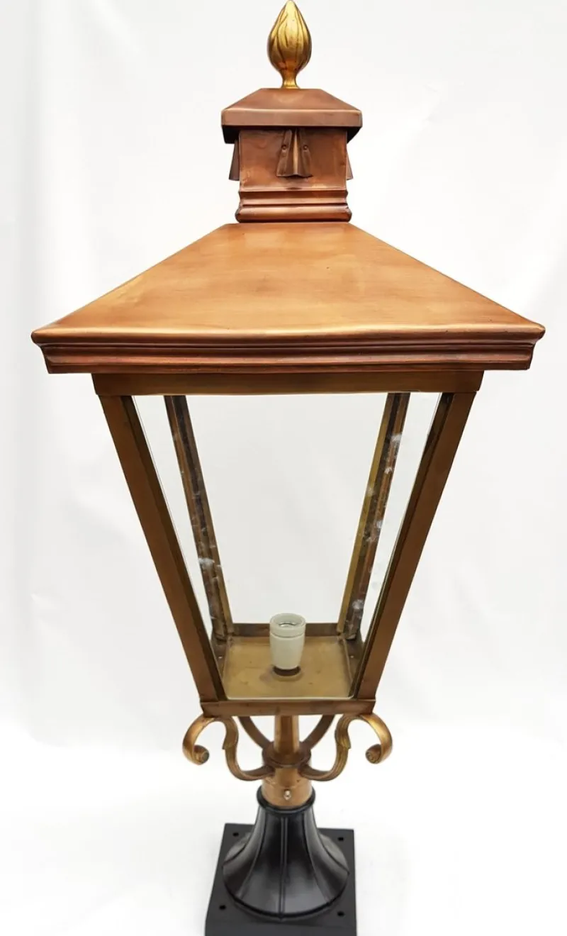 Discount Pamono Antique Victorian Classic Copper Pillar Lamp Lantern on Base Outdoor Lamp