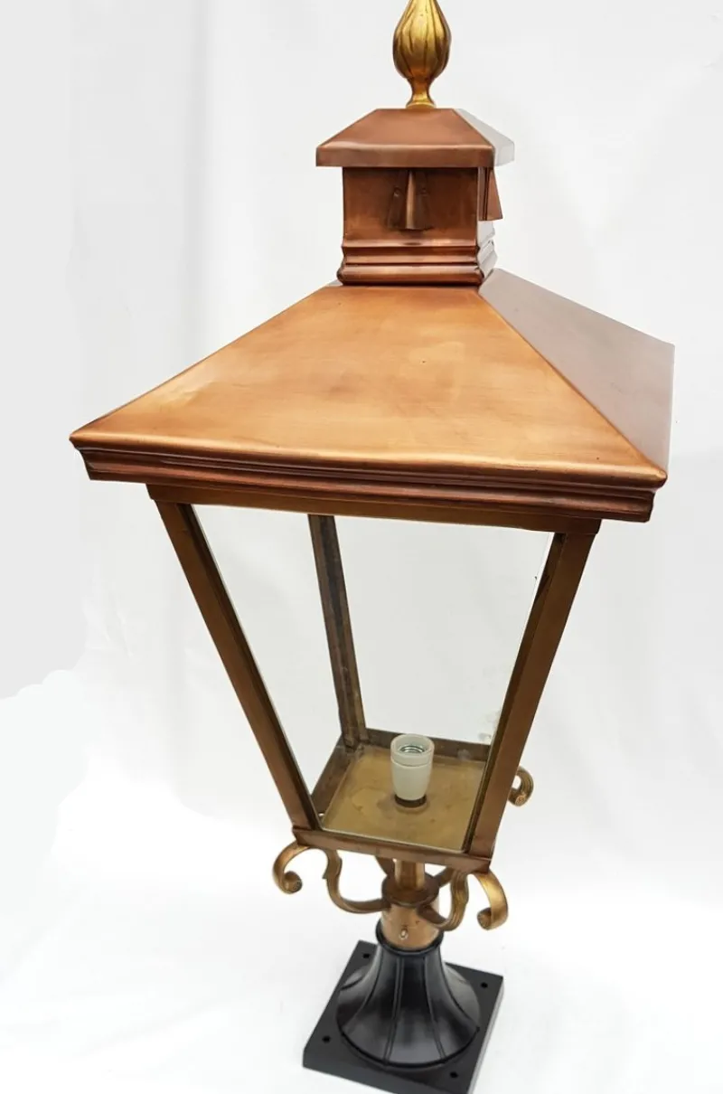 Discount Pamono Antique Victorian Classic Copper Pillar Lamp Lantern on Base Outdoor Lamp