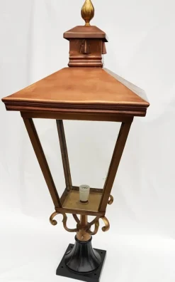 Discount Pamono Antique Victorian Classic Copper Pillar Lamp Lantern on Base Outdoor Lamp
