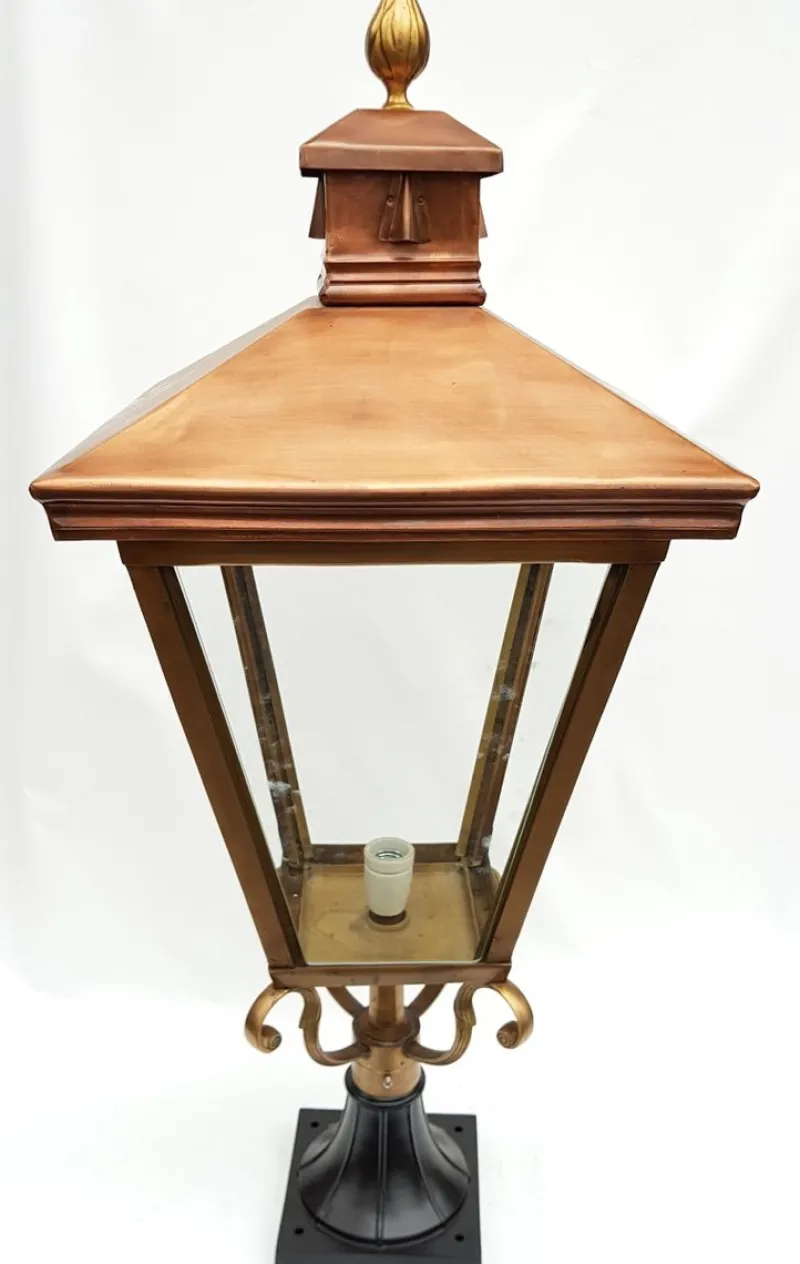 Discount Pamono Antique Victorian Classic Copper Pillar Lamp Lantern on Base Outdoor Lamp