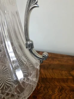 Pamono Antique Victorian Etched Glass and Silver Plated Claret Jug><noscript><img width=