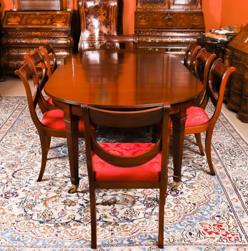Sale Pamono Antique Victorian Extending Dining Table and Swagback Chairs, 1890s, Set of 9