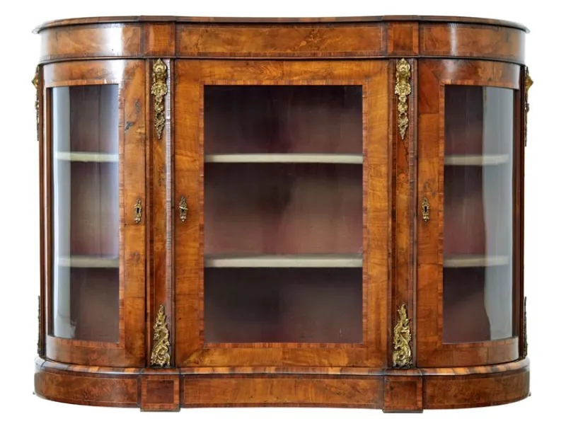 Best Pamono Antique Victorian Glazed Burr Walnut Sideboard, 1800s