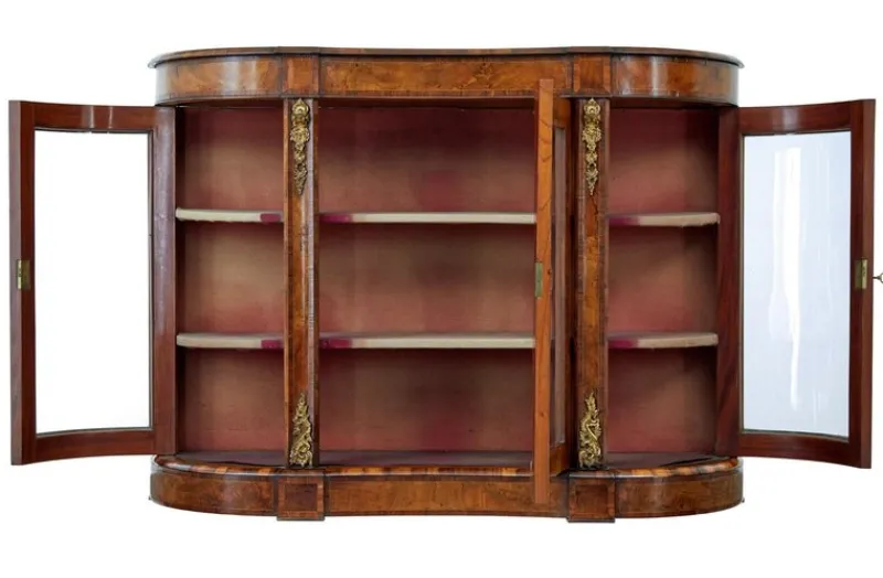 Best Pamono Antique Victorian Glazed Burr Walnut Sideboard, 1800s