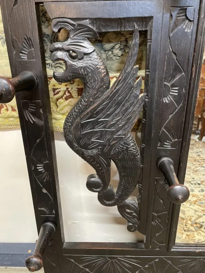 Pamono Antique Victorian Hall Wall Rack with Mirror> Racks, Hooks & Valets