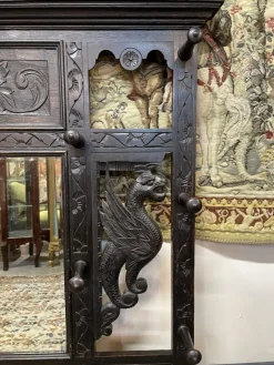 Pamono Antique Victorian Hall Wall Rack with Mirror><noscript><img width=