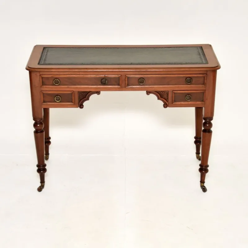 Clearance Pamono Antique Victorian Leather Top Desk, 1860
