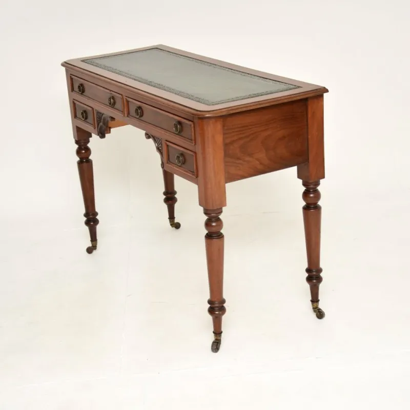 Clearance Pamono Antique Victorian Leather Top Desk, 1860