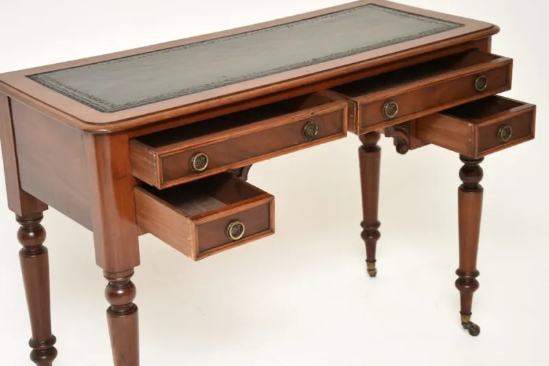 Clearance Pamono Antique Victorian Leather Top Desk, 1860