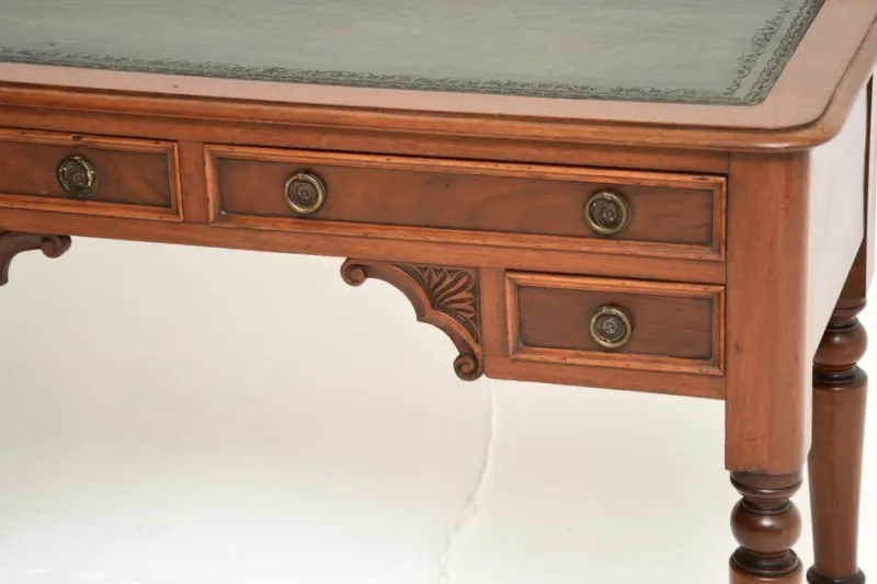 Clearance Pamono Antique Victorian Leather Top Desk, 1860