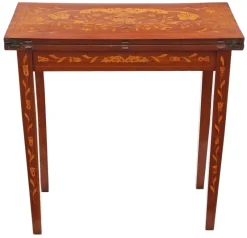Clearance Pamono Antique Victorian Mahogany Marquetry Folding Card Console Table