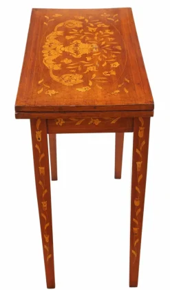 Clearance Pamono Antique Victorian Mahogany Marquetry Folding Card Console Table