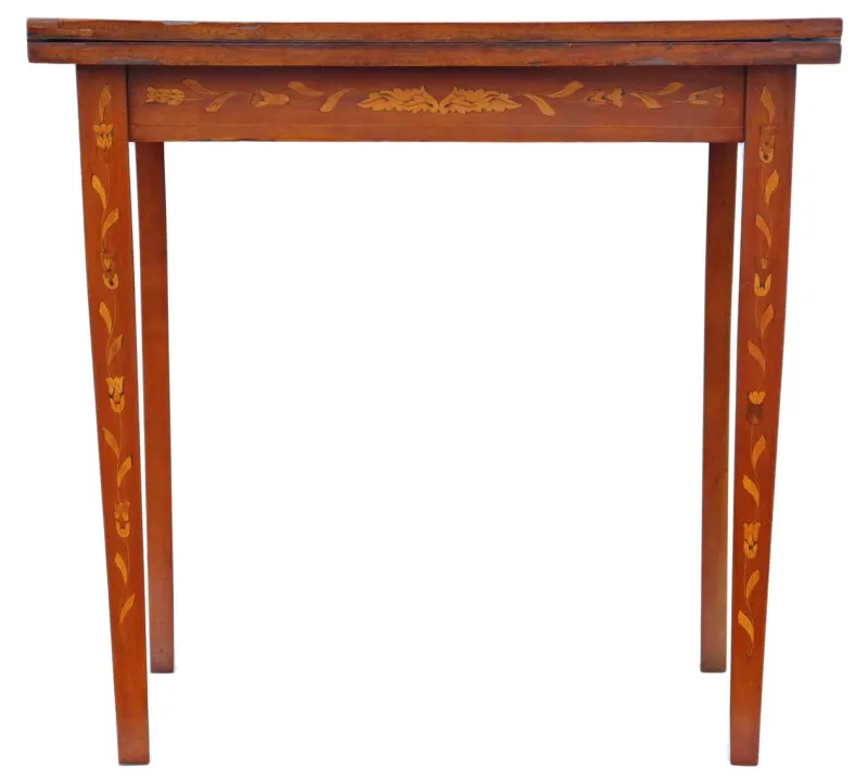 Clearance Pamono Antique Victorian Mahogany Marquetry Folding Card Console Table
