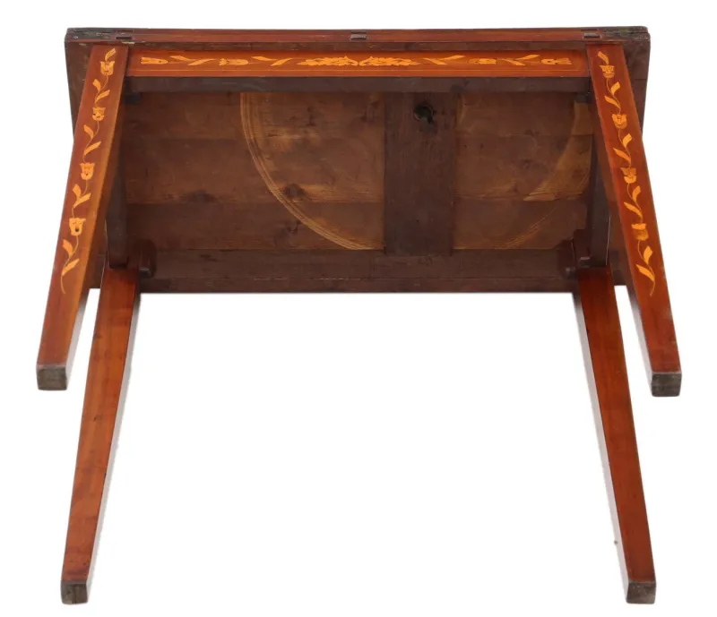 Clearance Pamono Antique Victorian Mahogany Marquetry Folding Card Console Table