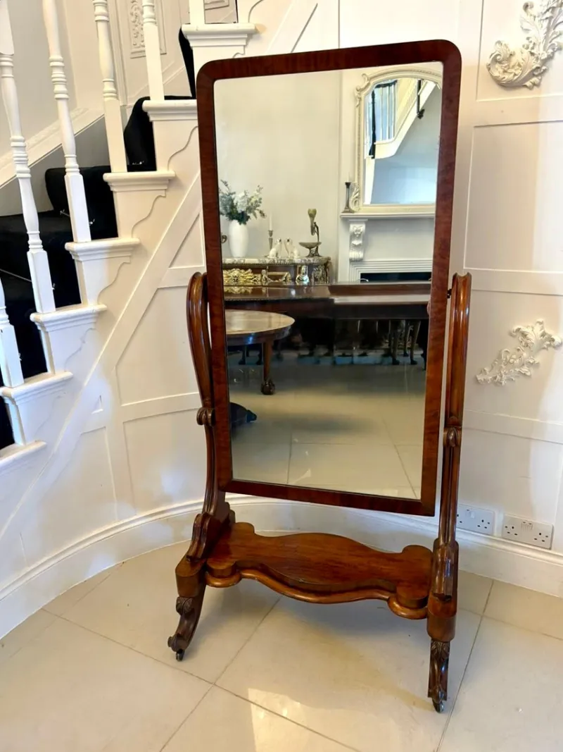 Online Pamono Antique Victorian Mahogany Cheval Mirror, 1860s