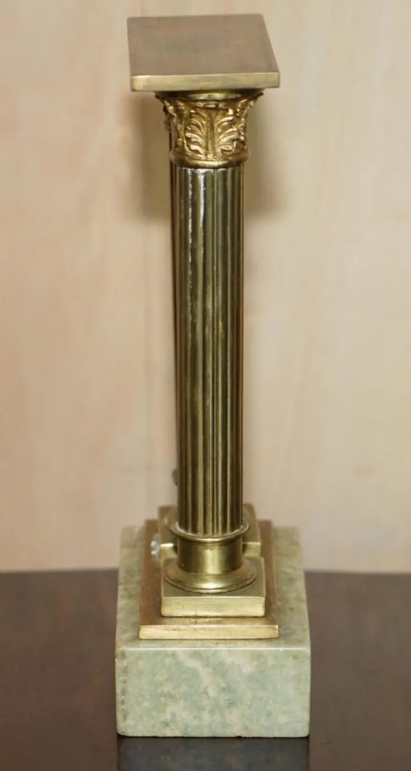 New Pamono Antique Victorian Marble & Brass Roman Grand Tour Statue Columns Pillars, Set of 2