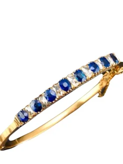 Pamono Antique Victorian Natural Blue Sapphire and Diamonds Bracelet, 1880> Bracelets