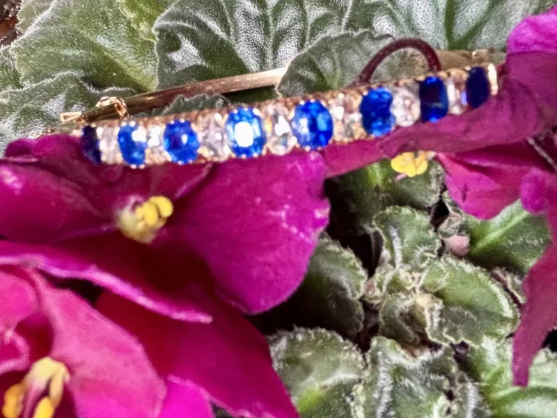 Pamono Antique Victorian Natural Blue Sapphire and Diamonds Bracelet, 1880> Bracelets