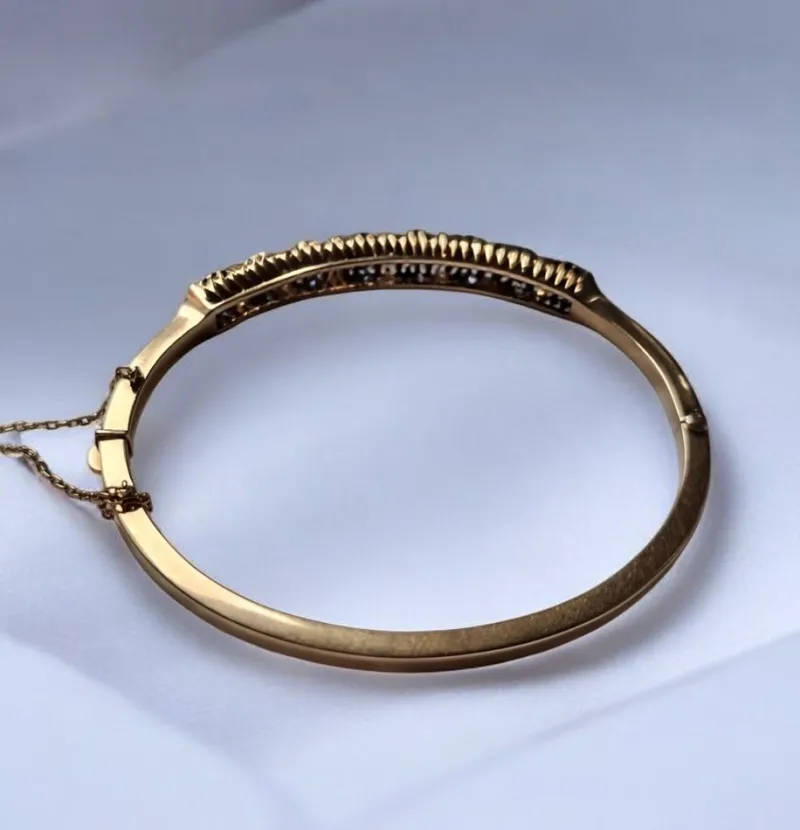 Pamono Antique Victorian Natural Blue Sapphire and Diamonds Bracelet, 1880> Bracelets
