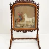 Pamono Antique Victorian Needlepoint Fire Screen> Room Dividers & Screens