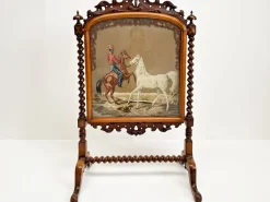 Pamono Antique Victorian Needlepoint Fire Screen> Room Dividers & Screens