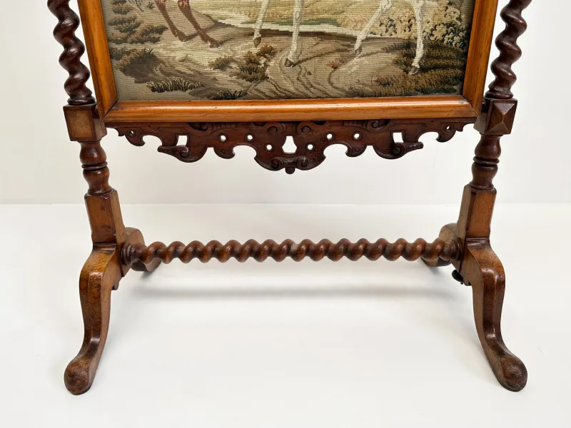 Pamono Antique Victorian Needlepoint Fire Screen> Room Dividers & Screens