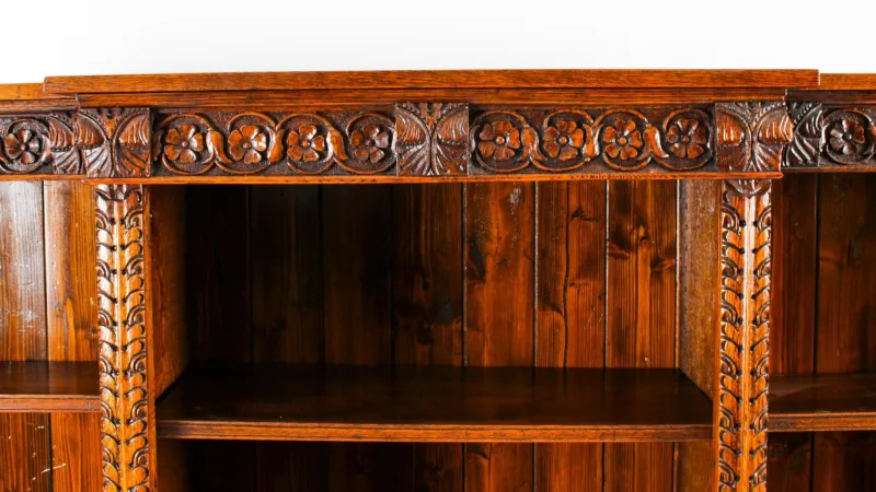 Pamono Antique Victorian Open Breakfront Bookcase, 1800s> Shelves & Wall Units