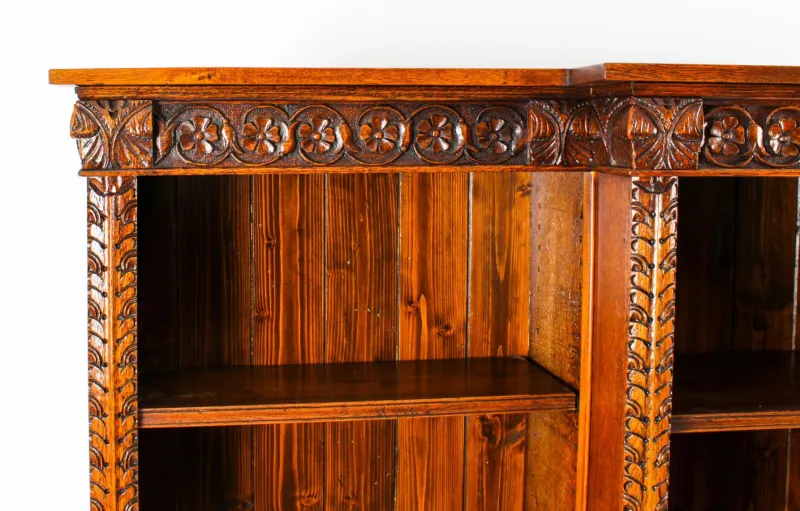 Pamono Antique Victorian Open Breakfront Bookcase, 1800s> Shelves & Wall Units