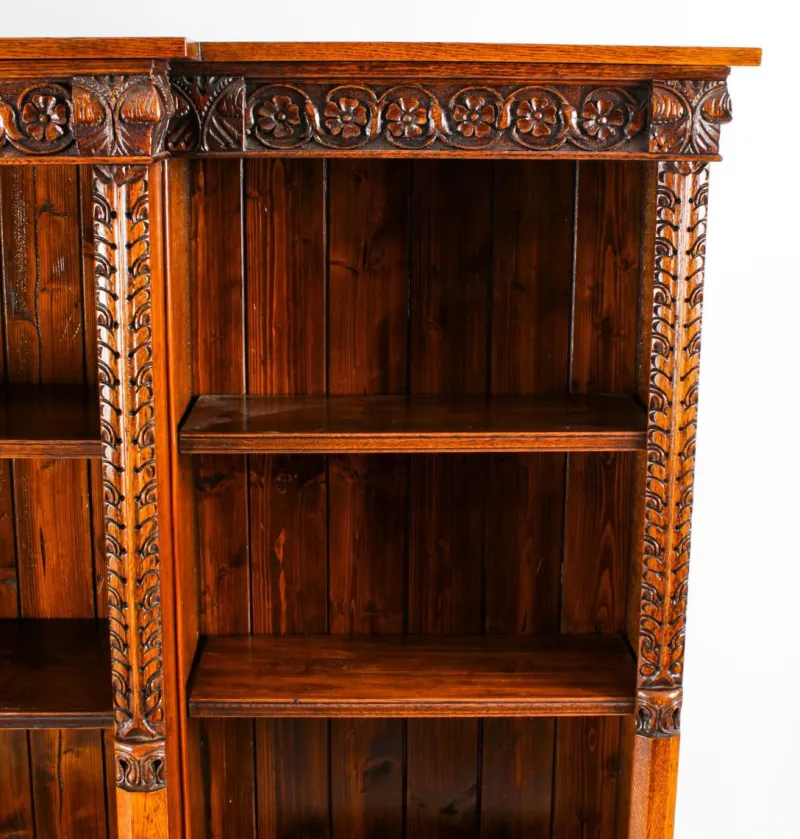 Pamono Antique Victorian Open Breakfront Bookcase, 1800s> Shelves & Wall Units