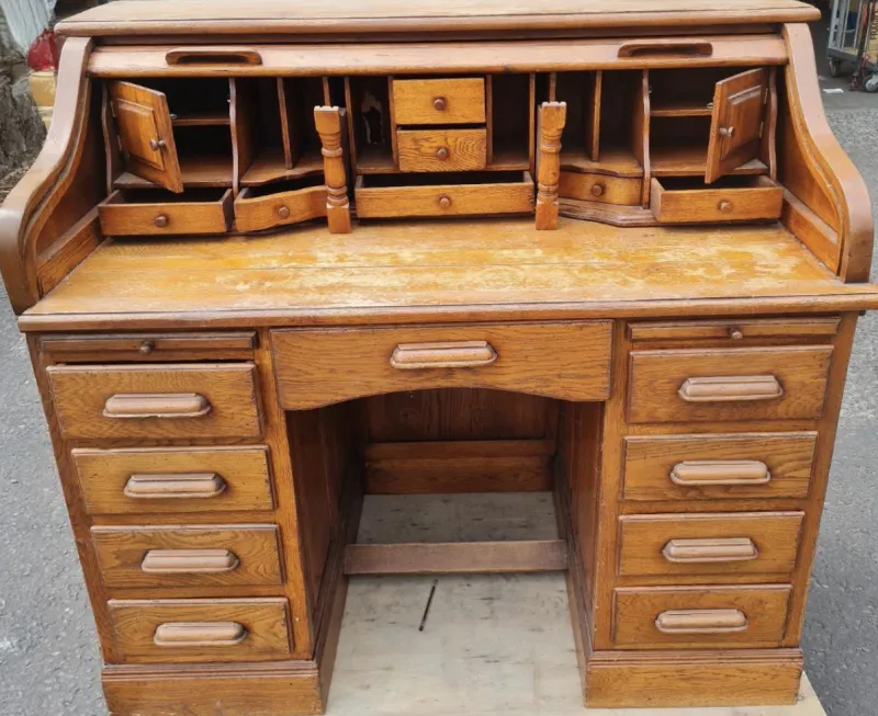 Pamono Antique Victorian or Edwardian Roll Top Desk or Writing Bureau> Desks