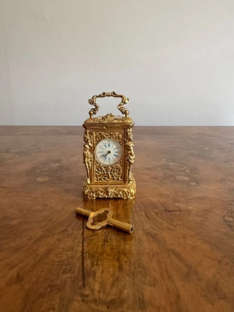Pamono Antique Victorian Ornate Brass Clock, 1880> Clocks