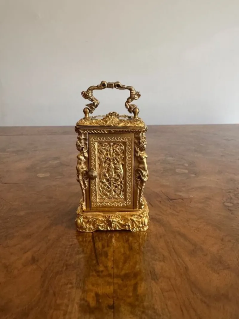 Pamono Antique Victorian Ornate Brass Clock, 1880> Clocks