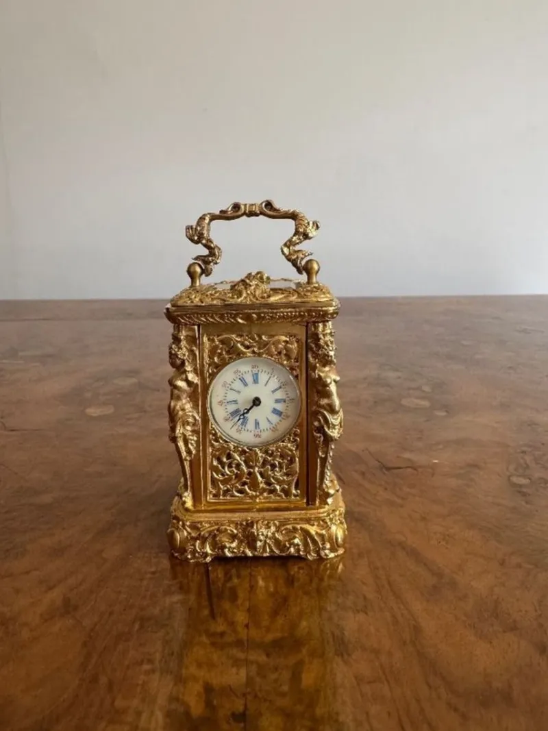 Pamono Antique Victorian Ornate Brass Clock, 1880> Clocks