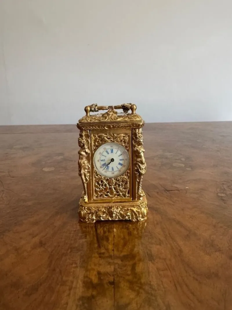 Pamono Antique Victorian Ornate Brass Clock, 1880> Clocks