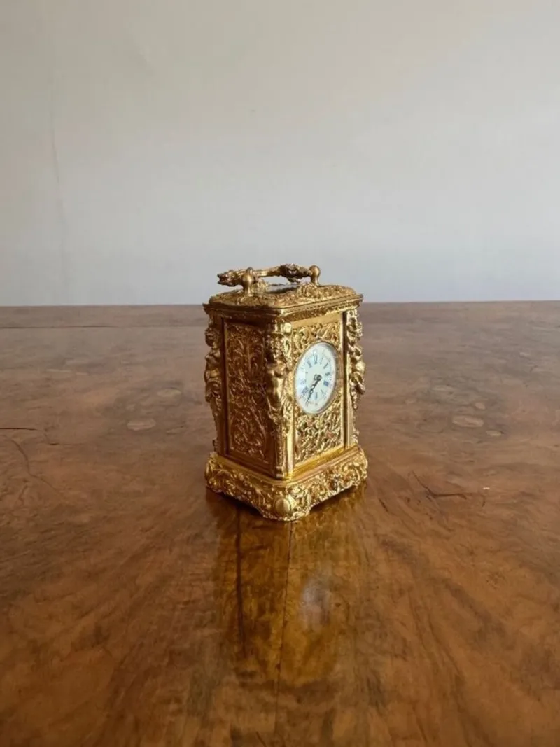 Pamono Antique Victorian Ornate Brass Clock, 1880> Clocks