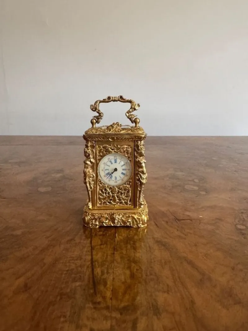 Pamono Antique Victorian Ornate Brass Clock, 1880> Clocks