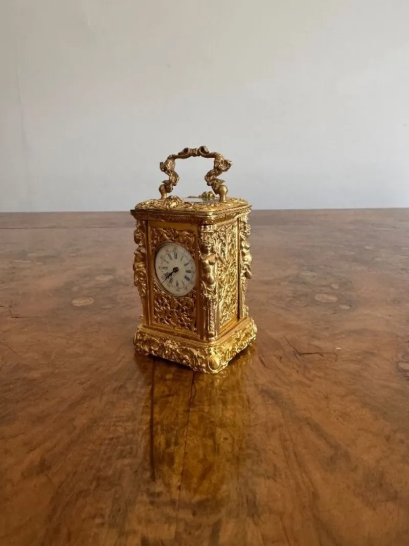 Pamono Antique Victorian Ornate Brass Clock, 1880> Clocks