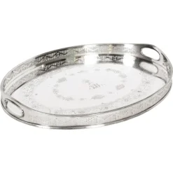 Sale Pamono Antique Victorian Oval Silver Plated Gallery Tray, 1890s