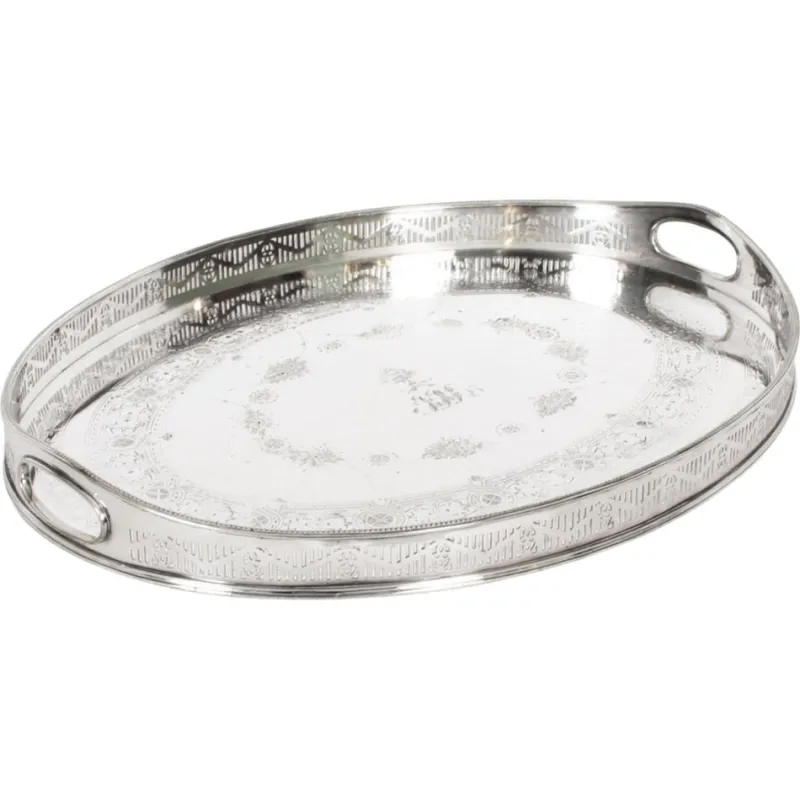 Sale Pamono Antique Victorian Oval Silver Plated Gallery Tray, 1890s