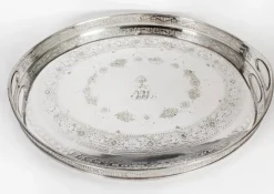 Sale Pamono Antique Victorian Oval Silver Plated Gallery Tray, 1890s