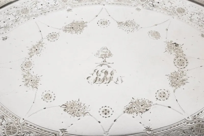 Sale Pamono Antique Victorian Oval Silver Plated Gallery Tray, 1890s