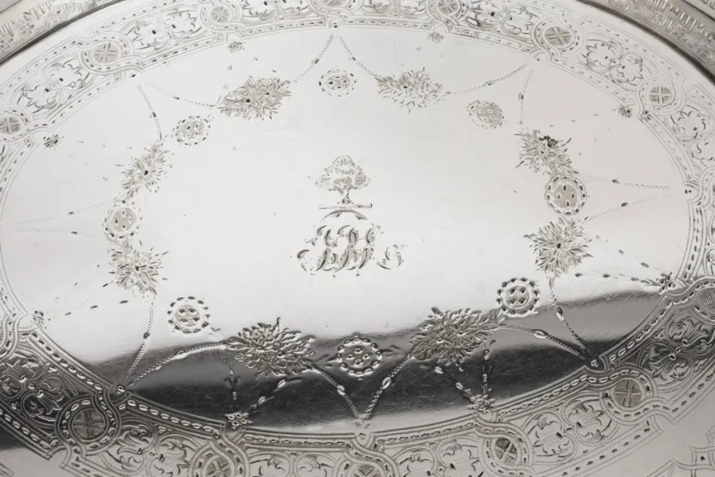 Sale Pamono Antique Victorian Oval Silver Plated Gallery Tray, 1890s