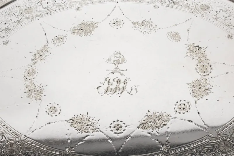 Sale Pamono Antique Victorian Oval Silver Plated Gallery Tray, 1890s