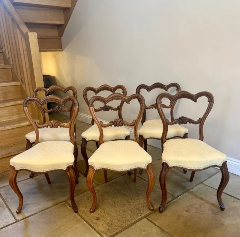 Online Pamono Antique Victorian Rosewood Dining Chairs, 1860, Set of 6